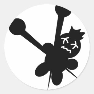 Sticker Rond poupée vaudou noire aiguilles torture