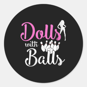 Sticker Rond Poupées avec balles - Bowling Girls Trip Team Bowl