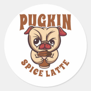 Sticker Rond Poupkin Spice Latte Café Citrouille Spice Carlin P