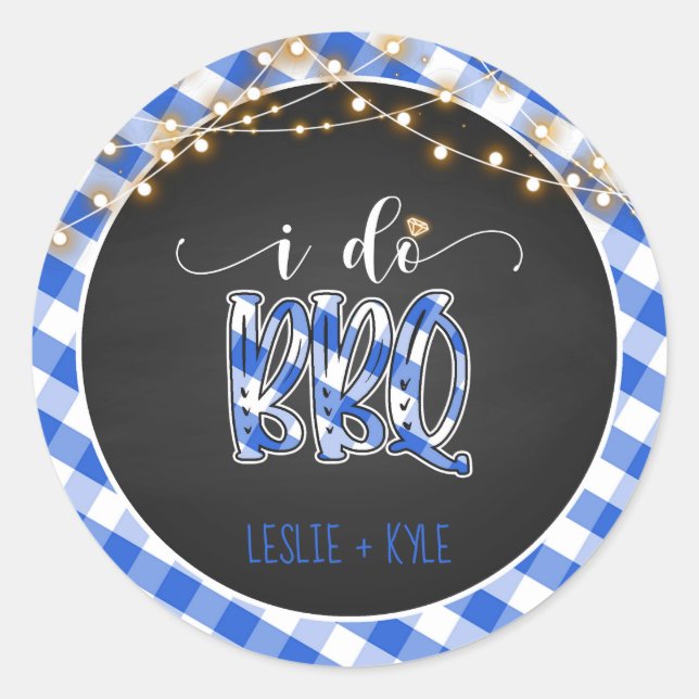 Sticker rond pour barbecue - En vichy bleu - Perso (Devant)