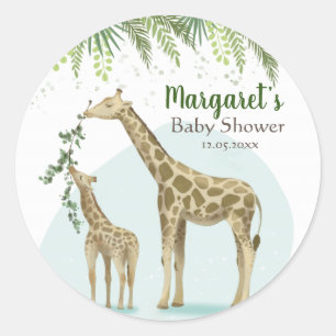 Sticker rond pour bébé en feuille verte Safari Gir