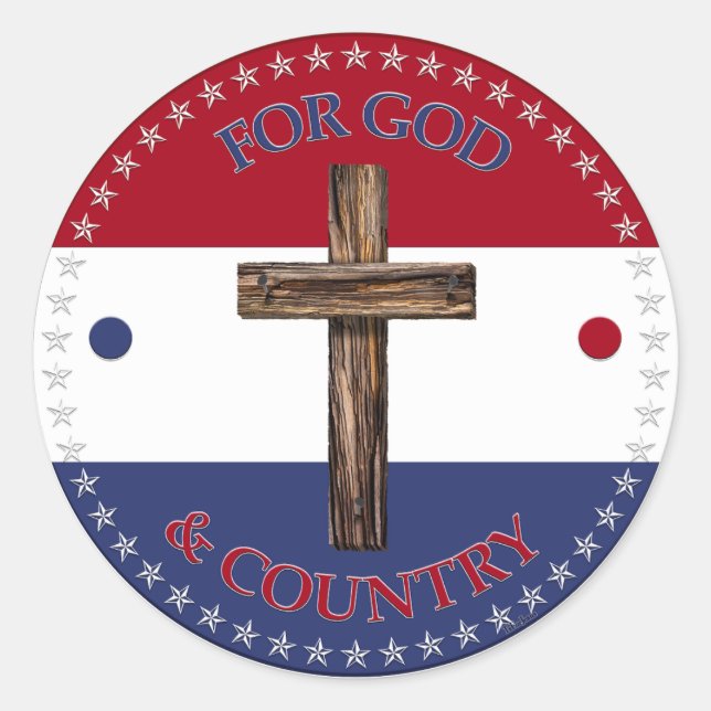 Sticker Rond Pour Dieu et le pays avec Croix (Devant)