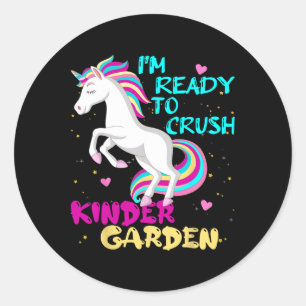 Sticker Rond Pour Écraser La Maternelle Unicorn Premier Jour De