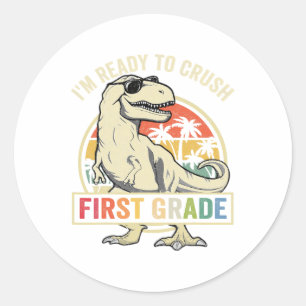 Sticker Rond Pour Écraser Le Premier Jour De 1Ere Année Dinosau