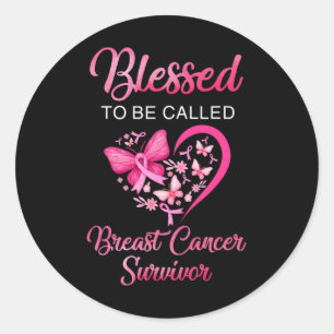 Sticker Rond Pour Être Appelé Cancer du Sein Survivant Papillon