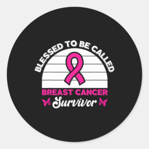 Sticker Rond Pour Être Appelé Cancer du Sein Survivant Papillon