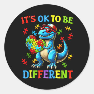 Sticker Rond Pour être différents Dinosaure Sensibilisation à l