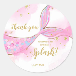 Sticker rond pour fête d'anniversaire de sirène