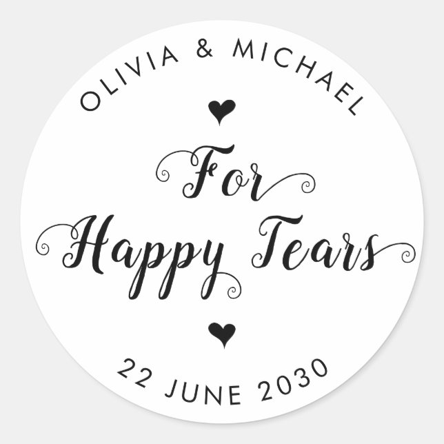 Sticker Rond Pour Happy Tears Simple moderne Mariage Tissu Étiq (Devant)