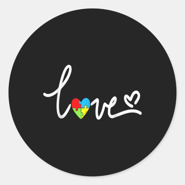 Sticker Rond Pour Hommes Femmes Sensibilisation sur l'autisme T (Devant)