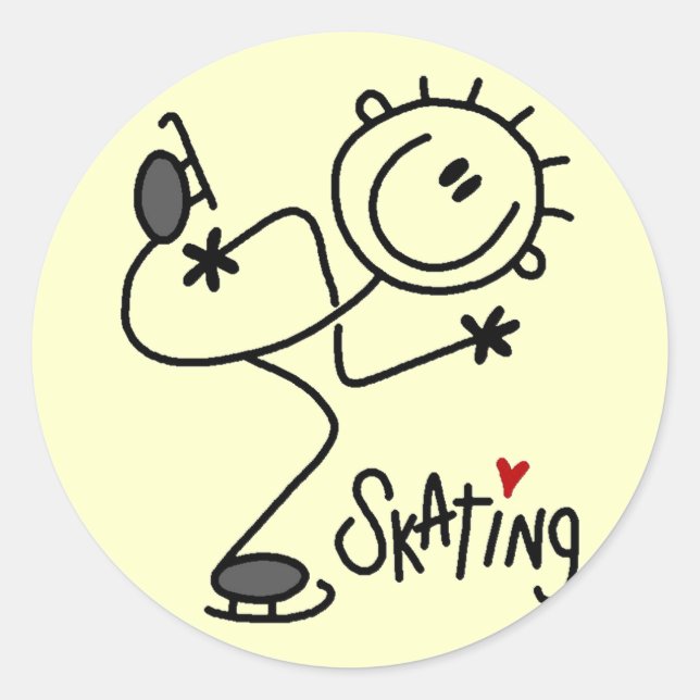 Sticker Rond Pour l'amour des tee-shirts et cadeaux de patinage (Devant)