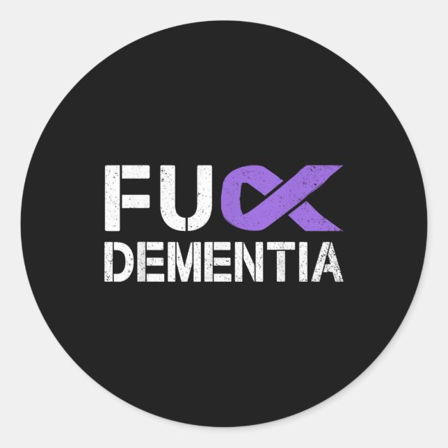 Sticker Rond Pour le don de sensibilisation à la démence Purple (Devant)