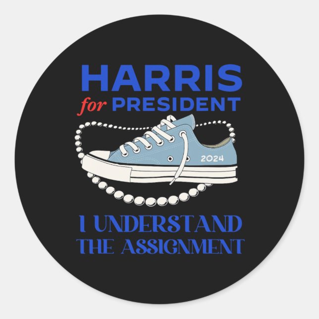 Sticker Rond Pour Le Président, Je Comprends L'Ignorance Kamala (Devant)