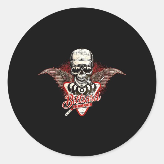 Sticker Rond Pour Les Joueurs Champion De Billard - Fumoir Aile (Devant)