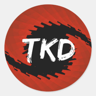 Sticker rond pour ouragan TKD rouge et noir