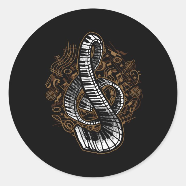 Sticker Rond Pour Pianiste Piano (Devant)