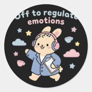Sticker Rond Pour réguler les émotions drôle de lapin Bunny Sco
