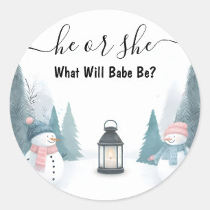 Sticker Rond Pour Rustic Neige Froid Glace Cosy hiver Sexe Révé