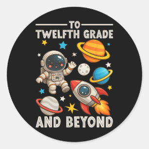 Sticker Rond Pour senior et au-delà de l'astronaute drôle retou
