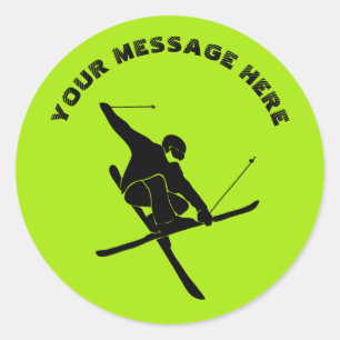 Sticker Rond Pour skers, Skis Trick Graphic Lime Green