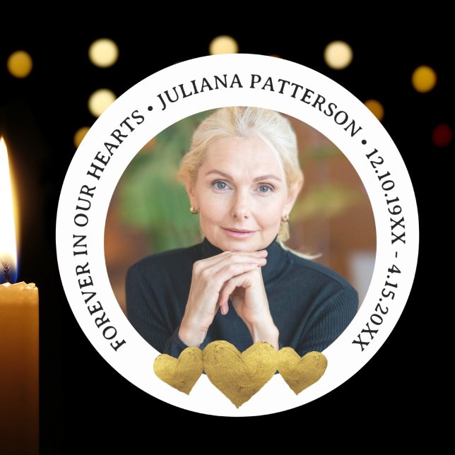 Sticker Rond Pour toujours dans nos coeurs Gold Keepsaké Funera (Créateur téléchargé)