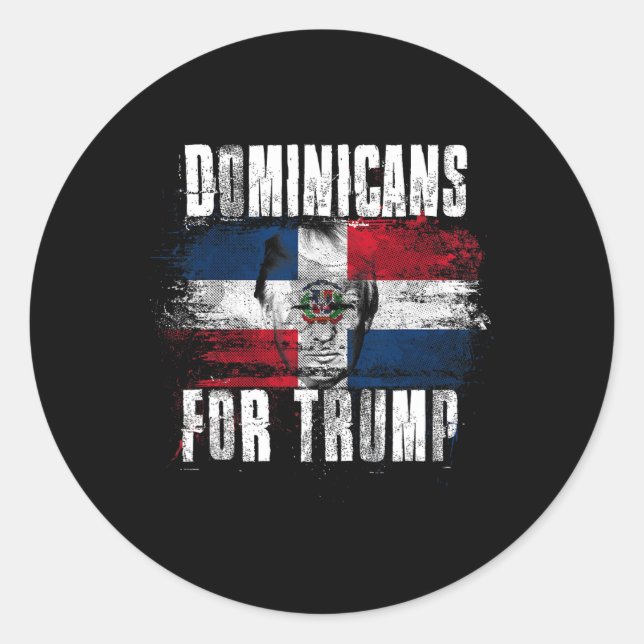 Sticker Rond Pour Trump American Dominican Republic Patriotic (Devant)