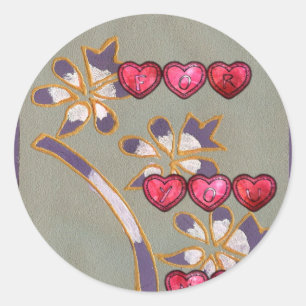 Sticker Rond Pour Vous De Moi : Beau Coeurs Floraux Design