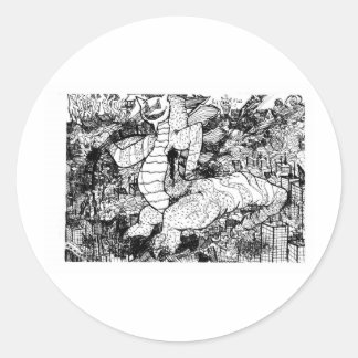 Sticker Rond Pourcentage Godzilla