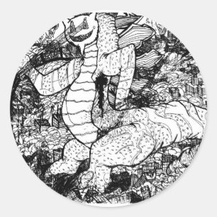 Sticker Rond Pourcentage Godzilla