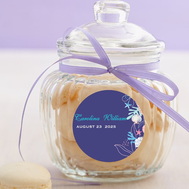 Sticker Rond Pourpre un peu perle sous le baby shower marin (Créateur téléchargé)