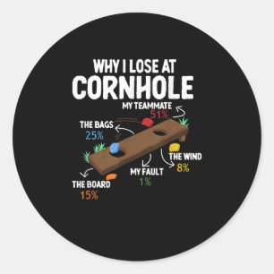 Sticker Rond Pourquoi j'ai perdu l'Humour du patron Cornhole
