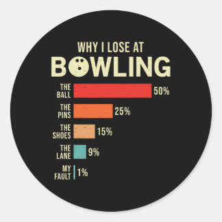 Sticker Rond Pourquoi je perds chez Bowling Funny Bowler