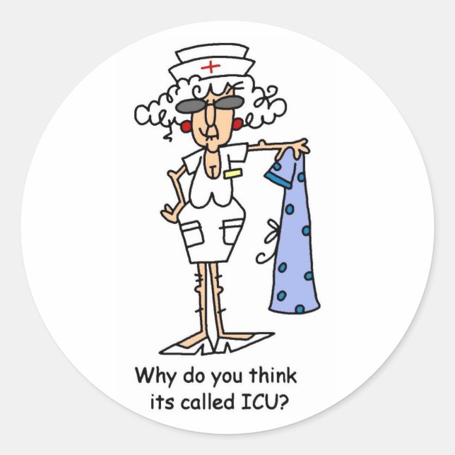 Sticker Rond Pourquoi pensez-vous qu'il s'appelle ICU ? (Devant)