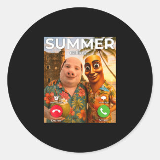 Sticker Rond Pourriture cérébrale john porc drôle vacances d'ét