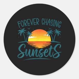 Sticker Rond Poursuite Éternelle Couchers de Soleil Soleil d'Ét