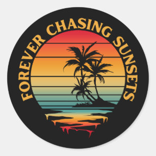 STICKER ROND POURSUITE ÉTERNELLE DES COUCHERS DE SOLEIL