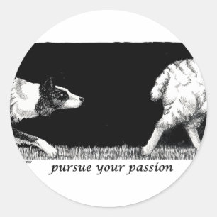 Sticker Rond Poursuivez votre passion border collie