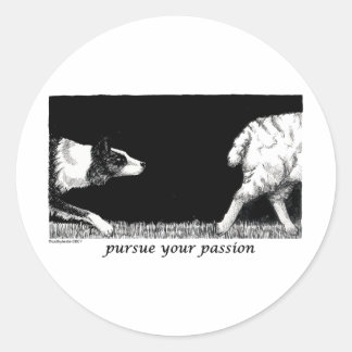 Sticker Rond Poursuivez votre passion Bordure Collie