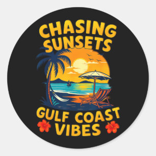 Sticker Rond Poursuivre les couchers de soleil vibes de la côte