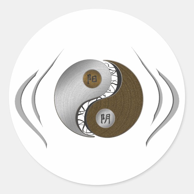 Sticker Rond Pousser et Tirer - Yin Yang (Devant)