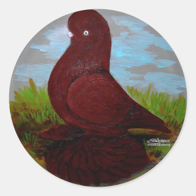 Sticker Rond Poussette rouge pigeon motte (Devant)