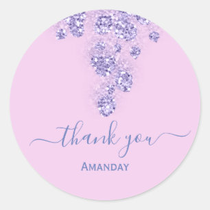 Sticker Rond Poussière de Glitter Rose Floral Nom de Mariée Sw