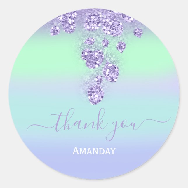 Sticker Rond Poussière Florale Violette Printanière Nom de Mari (Devant)