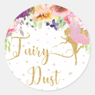 Sticker Rond Poussière velue Purple Floral Favor Merci