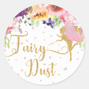 Sticker Rond Poussière velue Purple Floral Gold Parties scinti