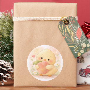 Sticker Rond Poussin Alma Peach