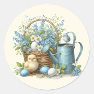 Sticker Rond Poussin de Pâques à l'aquarelle personnalisé