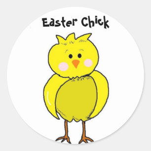 Sticker Rond Poussin de Pâques cool