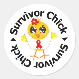 Sticker Rond Poussin de survivant de maladie cardiaque