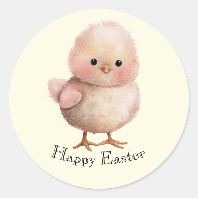 Sticker Rond Poussin tout Fluffy | Animaux mignons de printemps (Devant)